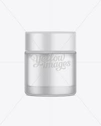 White Matte Glass Doublewall Jar With Plastic Lid 100ml In Jar Mockups On Yellow Images Object Mockups
