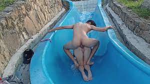 Our crazy public sex on the water slide in broad daylight