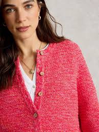 BELLE STITCHY CARDI in BRIGHT PINK