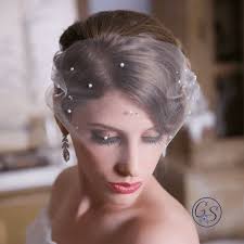 VBT11 Tulle Bandeau Birdcage Veil Gold or Silver Combs