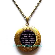 Since we are all clearly born different then perceiving normality must be an illusion as it does not accurately reflect our combined experiential evidence. Normal Is An Illusion Quote Locket Pendant Necklace Librarian Locket Necklace Librarian Gift Librarian Quote Locket Necklace Buy Online In Cayman Islands At Cayman Desertcart Com Productid 64664769