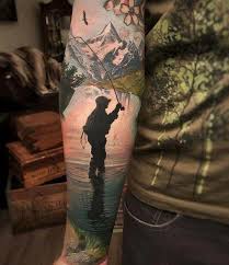 Fishing pole, lure, boat, & fly fishing tattoos with each detail perfectly executed, the fishing pole is exquisite. 32 Fly Fishing Tattoos Ideas Tattoos Fly Fishing Tattoo Fish Tattoos