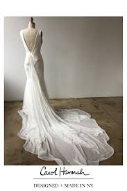 Custom Wedding Gown Designer Nyc Deep V Neck And V Back Chiffon Bridal Gown With Bow Gorgeous Wedding Dress Wedding Dresses Wedding Bridesmaid Dresses