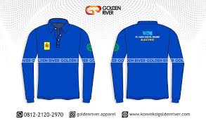 Desain sederhana membuat baju kaos polo ini dapat dengan mudah dipadankan dengan berbagai outfit tambahan misalnya celana pendek, celana panjang, atau juga diberi aksesoris misalnya topi. Contoh Desain Polo Shirt Panjang Pln Konveksi Bandung