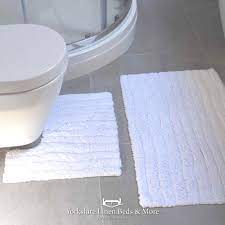 Bathroom sets typically consist of a wastebasket, soap dish, tissue box, lotion dispenser, tumbler and toothbrush holder. Finbar Bath Mat Set Various Colours Yorkshire Linen Beds And More