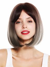 Die besten ideen für bob frisuren mit pony. Perucke Kurz Bob Langer Pony Braun Grau Mix 1949 8a 10ar