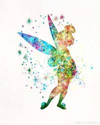 Tinker Bell Peter Pan Type 2 Print Watercolor Disney Disney Paintings Wallpaper Iphone Disney