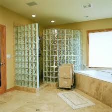 Dig The Glass Block But Want The Ones With Bubbles And Love That There S No Door Glass Block Shower Showers Without Doors Doorless Shower