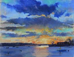 Town Dock Sunset Port Washington Ny 12 X 16 Oil On Canvas Available Plein Air Paintings Port Washington Painting