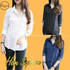 Garis vertikal adalah motif garis panjang yang menurun ke bawah. Terbagus Kemeja Wanita Import Garis Vertikal Potongan Longgar G Kp177 Baju Kemeja Wanita 310 Ata Shopee Indonesia