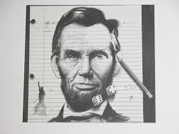 Abraham Lincoln Pencil Drawing Vtg 80s Los Angeles Times R. Milholland Op  Ed Art