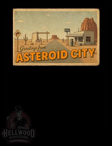 Greetings From Asteroid City Postcard T-Shirt – Wes Anderson Tribute XLarge / White
