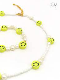 Smiley Face Necklace Freshwater Pearls Smiley Beads Pearl Necklace Smiley Face Bracelet Happy Face Necklace Handmade Jewelry Face Jewellery Face Necklace Handmade Necklaces