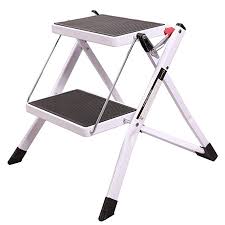 Redcamp Small Folding Step Ladder 2 Step Sturdy Heavy Duty Step Ladder 2 Foot Tall Lightweight Portable White Wide Small Step Ladders Step Ladders Step Stool