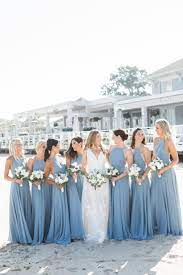 Beautiful Blues Stunning Watercolors Makes This Summer Wedding Shine Dusty Blue Bridesmaid Dresses Sky Blue Bridesmaid Dresses Blue Bridesmaids