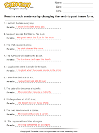 Verb Tenses Change To Past Tense Form Answer English Past Tense Past Tense Worksheet Learn English Words