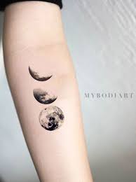 Solenca Black And White Crescent To Full Moon Phases Nature Temporary Tattoo Moon Tattoo Designs Body Art Tattoos Neck Tattoo