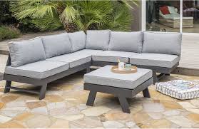 Salon de jardin 5 places acatium en aluminium, structure anthracite et coussins gris, design et modulable, coussins épais. Salon De Jardin D Angle En Aluminium Dcb Garden 5 6 Places Gris Clair Newyork