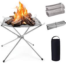 A wide variety of foldable fire pit options are available to you, such as stocked. Buy Portable Fire Pit 2pcs Folding Steel Mesh Fireplace Outdoor Wood Burning Steel Bbq Grill Firepit Collapsible Fire Pits For Camping Picnic Bonfire Patio Backyard Garden Beach Park With Carrying Bag Online