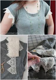 Fashion Diy Ideas How To Add Lace To T Shirt Sleeves Diy Lace Sleeves Diy Fashion T Shirt Diy