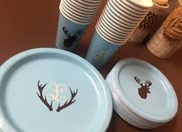 Baby Shower Deer Antler Plates Cups Napkins Custom Letters Baby Shower Cupcakes For Boy Deer Baby Shower Boy Baby Shower Cupcakes For Girls
