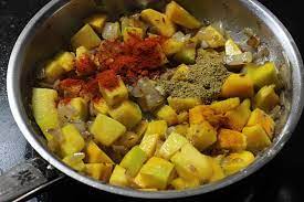 Pumpkin is one of the species in gourd family cucurbitaceae and is native to south america and has been cultivated by indigenous people for more than 2000 years. Kaddu Ki Sabzi Recipe Pumpkin Sabzi Swasthi S Recipes