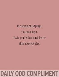 How Is A Tiger Better Than A Ladybug They Re Such Different Creatures And Amazing In Their Own Ways Daily Odd Compliment Daily Odd Odd Compliment