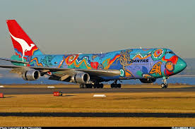 Aboriginal Painted Qantas Nalanji Dreaming Plane Aircraft Painting Boeing 747 Aviation