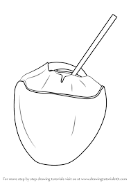So let's start this lesson in which we will show how to draw a coconut step by step! Learn How To Draw A Coconut With Straw Fruits Step By Step Drawing Tutorials