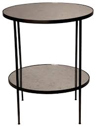 Inez side table blackened bronze finish. 30 T Set Of 2 Side Table Round Antique Glass Surfaces Black Metal Framework Industrial Side Tables And End Tables By Noble Origins Llc Houzz