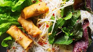 Grilled Pork And Spring Roll Noodle Salad Bun Cha Recipe Sbs Food Spring Rolls Grilled Pork Pork Spring Rolls
