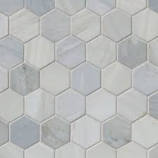 Victoria Grey Light Polished Hex Marble Mosaic Wall And Floor Tile 2 In Marble Mosaic Wall And Floor Tiles Tile Floor