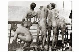 Vintage 1940's Photo Reprint Handsome Nude Sailors Bathe - Etsy New Zealand