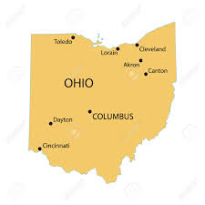 Yellow Map Of Ohio With Indication Of Largest Cities Royalty Free Cliparts Vectors And Stock Illustration Image 37229153