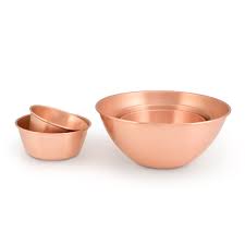 These beautiful brushed spun copper dishes are the ideal accessory for placing indoor plants on. Set Of 5 Solid Copper Nesting Bowls Barn Light Electric