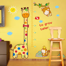 Us 4 96 Kids Height Chart Wall Sticker Home Decor Cartoon Giraffe Height Ruler Home Decoration Room Decals Wall Art Sticker Wallpaper In Wall