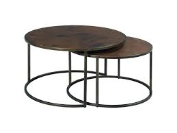 Rounding out your decor while keeping beverages, remotes, and more at arm's reach, coffee tables are essential in any home. Hammary Sanford Nesting Round Cocktail Table Set With Acid Wash Hammered Copper Tops Metal Bases Howell Furniture Cocktail Coffee Tables