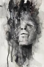 Abstract Black And White Watercolor Portrait Januz Miralles Bleaq Expressive Art Artwork Portrait Art