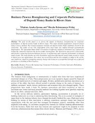 Pdf Business Process Reengineering And Corporate Performance Of Deposit Money Banks In Rivers State