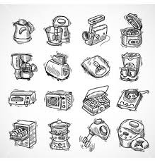 Kitchen Equipment Sketch Vector Image On Appliances Design Sketches Doodle Designs