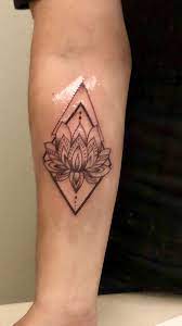 Lotus Flower Tattoo With Geometric Design Tattoos Flower Tattoos Flower Tattoo