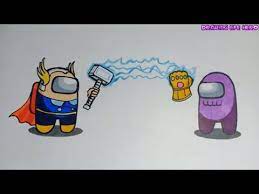 How To Draw Among Us Thor Vs Thanos Youtube Thor Vs Thanos Mermaid Gifs Thor