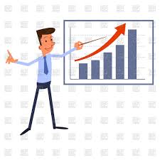 presentation businessman stands near growth chart stock vector image