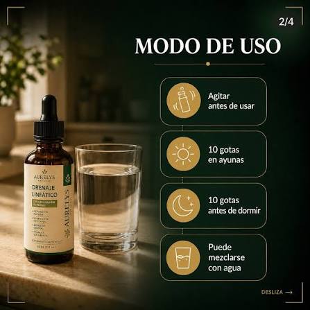 ¿Cómo se toma Aurelys? Te lo contamos paso a paso 🌿 Nuestro Drenaje Linfático se toma en gotas, de forma simple y fácil de incorporar a tu rutina diaria: 🌿 Agitar antes