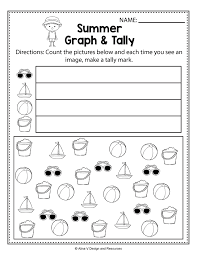 summer graph and tally math worksheets activities for time