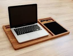 Lap Desk Oak Wood Laptop Stand Portable Laptop Desk With Slots For Mac And Iphone Mobile Workstation Wooden Computer Stand Laptop Tray Gift Escritorio Del Ordenador Portatil Soporte Del Ordenador Portatil