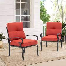 Check spelling or type a new query. Amazon Com Solaura Patio Chairs Metal Dining Chair Outdoor Black Wrought Iron Bistro Sets With Red Patio Furniture Cushions Set Of 2 Patio Lawn Garden