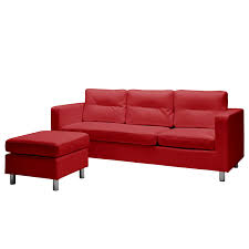 Sofa Wyke Ii 3 Sitzer Mit Hocker Kunstleder Rot Fredriks