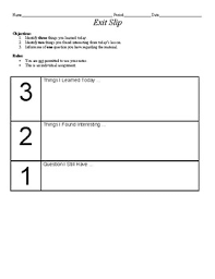 Cerca nel più grande indice di testi integrali mai esistito. 3 2 1 Exit Slip Template Formative Assessment By Science For Sore Eyes