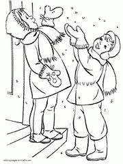 Color pictures of snowflakes, hats & mittens, snowmen, chilly. Winter Coloring Pages Free Printable Winter Scene Sheets